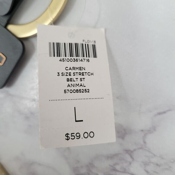 Chico's Belt Leopard Pony Hair Dyed Calf Hair Hook and Circle Toggle Closure NEW - Picture 8 of 12